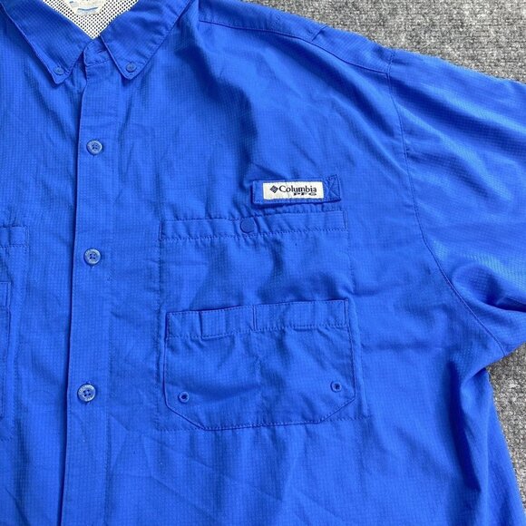 Columbia PFG Shirt Men’s 2XL Blue Button Down Fishing Vented Nylon Omni Shade - Picture 2 of 16